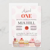 Lief Een Jaar Oud Verjaardagsfeestuitnodiging Kaart (Voorkant / Achterkant)