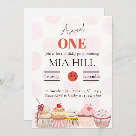 Lief Een Jaar Oud Verjaardagsfeestuitnodiging Kaart (Voorkant / Achterkant)