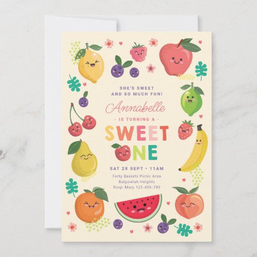 Lief Een Verjaardag Uitnodiging, Meisjes 1e Feest  Kaart (Voorkant)