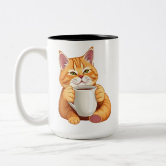 Lief Geactiveerd Oranje Kat Tweekleurige Koffiemok