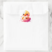Lief Gele Eendje Valentijn Vierkante Sticker (Tas)
