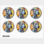 Lief Glas in lood Grote Deen Hond Ronde Sticker (Vel)