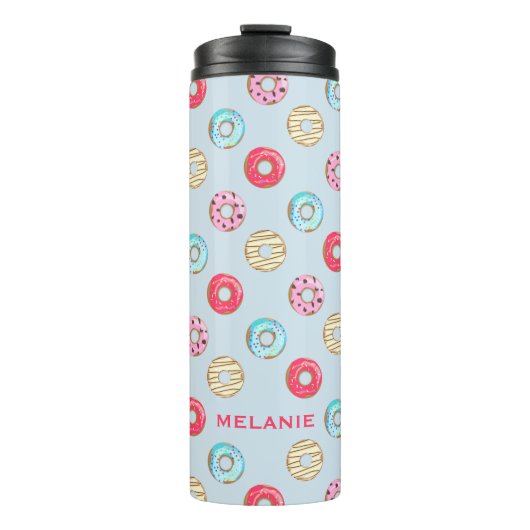 Lief glazuurdonutpatroon gepersonaliseerd thermosbeker (Voorkant)