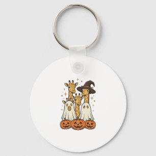 Lief Halloween Giraffe Geest Pompoen Shirt Ontwerp Sleutelhanger