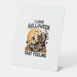 Lief Halloween Spokenhuis Maan Heks Pompoenen_1 Reclamebord Met Voetstuk