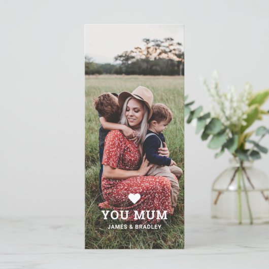 Lief HART IK HOU VAN JE MAM Moederdag Foto Kaart (Staand voorkant)