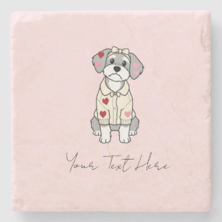 Lief hart schnauzer ontwerp met lange oren stenen onderzetter