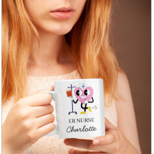 Lief hart verpleegster spoedeisende hulp verpleegs koffiemok