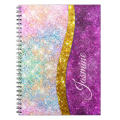 Lief iriserend fuchsia goud nepschitterwerk monogr notitieboek (Voorkant)