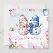 Lief kaartje voor Valentijnsdag met sneeuwmannetje Feestdagenkaart (Voorkant)