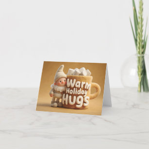 Lief kaboutertje van vilt met marshmallow mok feestdagen kaart