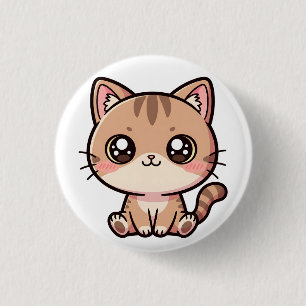 Lief kawaii kat chibi-illustratie ronde button 3,2 cm