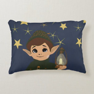 Lief Kerstelfje en Sterrennacht Accent Kussen