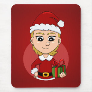 Lief kerstmeisje met kort blond haar muismat