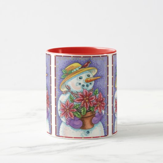 Lief Kerstmeisje Sneeuwman met Poinsettia Mok (Midden)