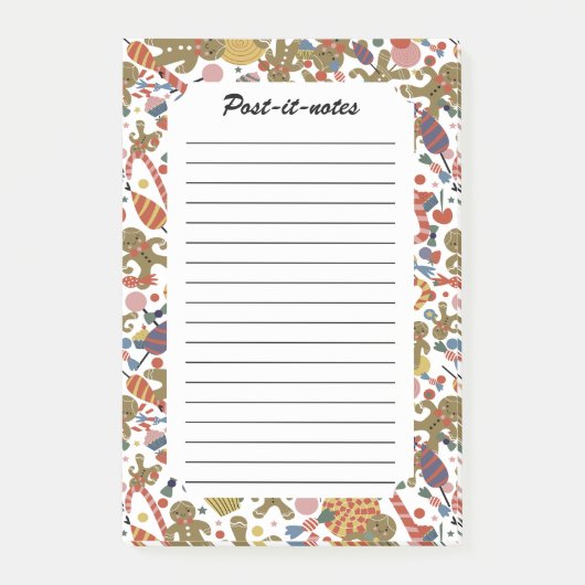 Lief Kerstmis Gingerbread Man Candy Cane Delight Post-it® Notes (Voorkant)