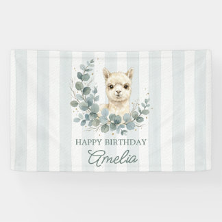 Lief kerswaterverf alpaca verjaardagsbanner spandoek