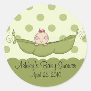Lief klein erwtenmeisje Baby shower Sticker