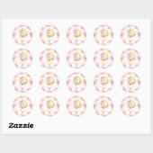 Lief klein konijntje baby meisje douche ronde sticker (Vel)