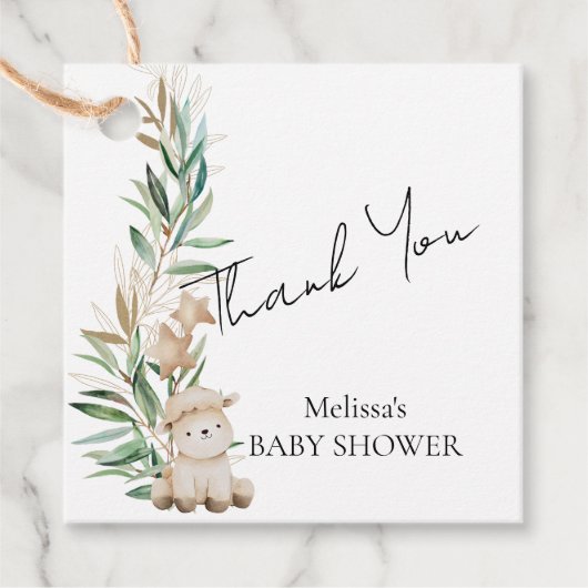 Lief klein lam eerste verjaardag groen bedankjes labels (Voorkant)