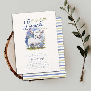 Lief klein lammetje grillig blauw jongetje Baby sh Kaart