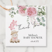 Lief klein lamsblos roze rozen groen bedankjes labels (Voorkant)