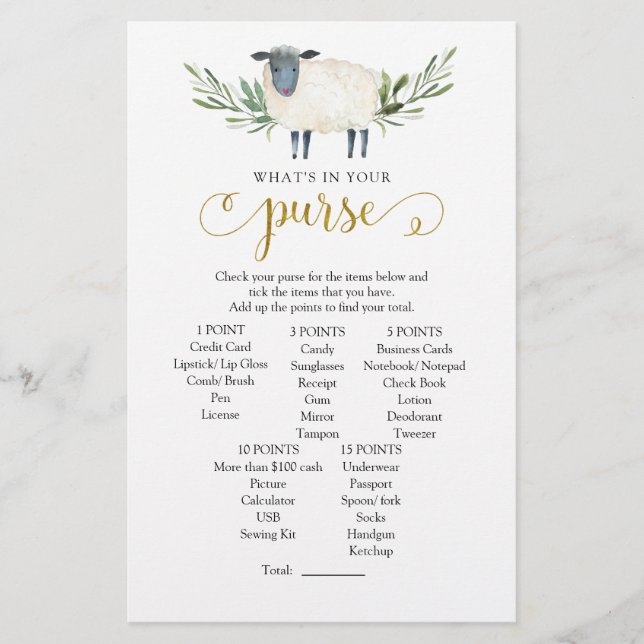 Lief klein lamsgroen Wat zit er in je tas (Voorkant)