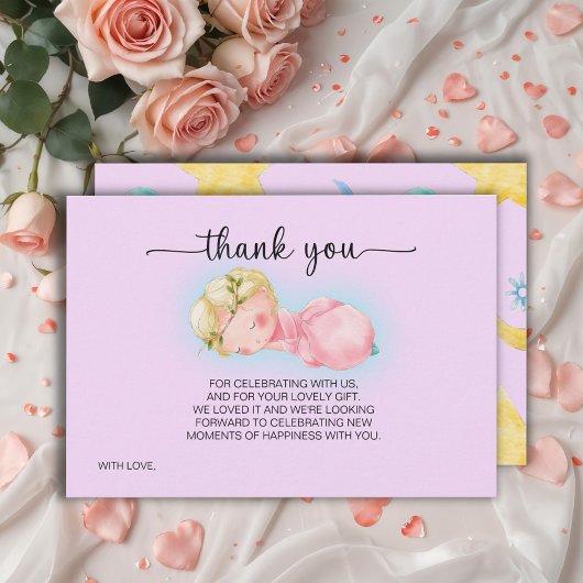 Lief klein meisje Baby shower dank u kaart