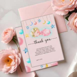 Lief klein meisje Baby shower dank u kaart