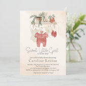 Lief klein meisje boho kleding Baby shower Kaart (Staand voorkant)
