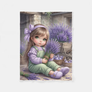 Lief Klein Meisje Met Geurige Lavendelbloemen Fl Fleece Deken