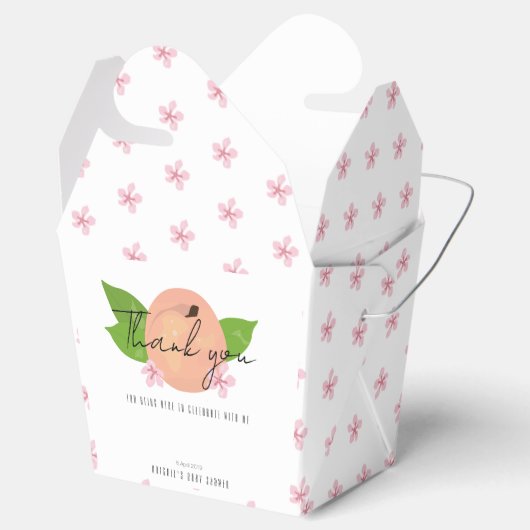 Lief klein perzik Baby shower "Dank je" Bedankdoosjes (Geopend)
