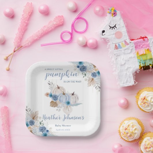 Lief klein pompoen herfst Baby shower Papieren Bordje (Feest)
