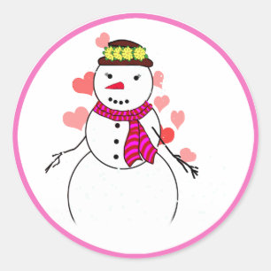 Lief klein sneeuw meisje ronde sticker