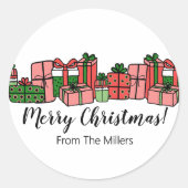 Lief Kleurig Kerstfeest Ronde Sticker (Voorkant)