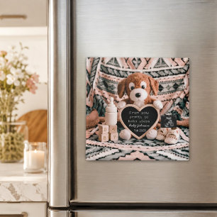 Lief knuffelbare puppy zwangerschapsaankondiging  magneet
