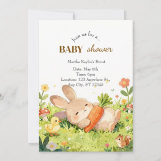 Lief Konijn Baby Shower Uitnodiging