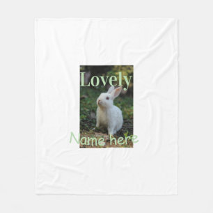 Lief konijn huisdier foto naam groene pastel fleece deken