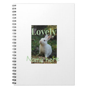 Lief konijn huisdier foto naam groene pastel notitieboek
