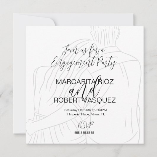 Lief Koppel Knuffelt Script Verloving Feest Save The Date (Voorkant)