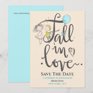 Lief koppeltje in love teken typografie herfst lie save the date
