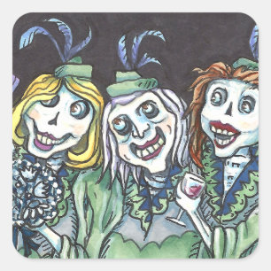 LIEF KRUIPERIG ZOMBIE BRIDSMEISJES MAKEN EEN SELFI VIERKANTE STICKER