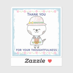 Lief lente bloemen kawaii kat dank u sticker