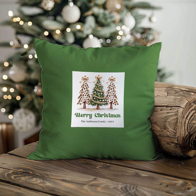 Lief Leopardprint Kerstmis Naam Custom Kussen (Charming Leopard Print Christmas Name Custom Pillow)