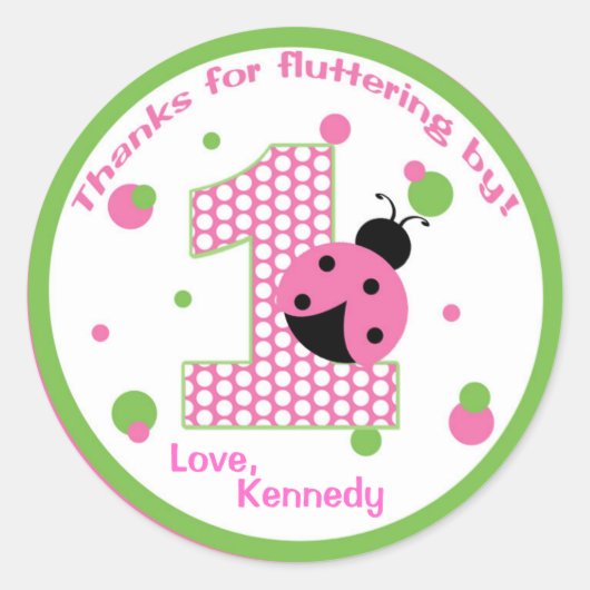 Lief lieveheersbeestje Eerste Verjaardag Sticker (Voorkant)