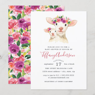 Lief Mam En Baby Lamb Bloemen Baby shower Kaart