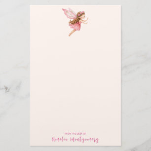 Lief meisje als fee in een roze jurk Fantasievol Briefpapier