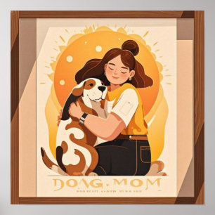 Lief meisje en hond knuffelen poster