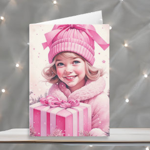 Lief  Meisje Holding Gift Box Kaart