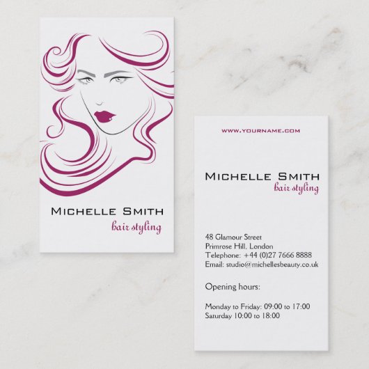 Lief meisje icoon roze haar Kapsalon branding Visitekaartje (Voorkant / Achterkant)